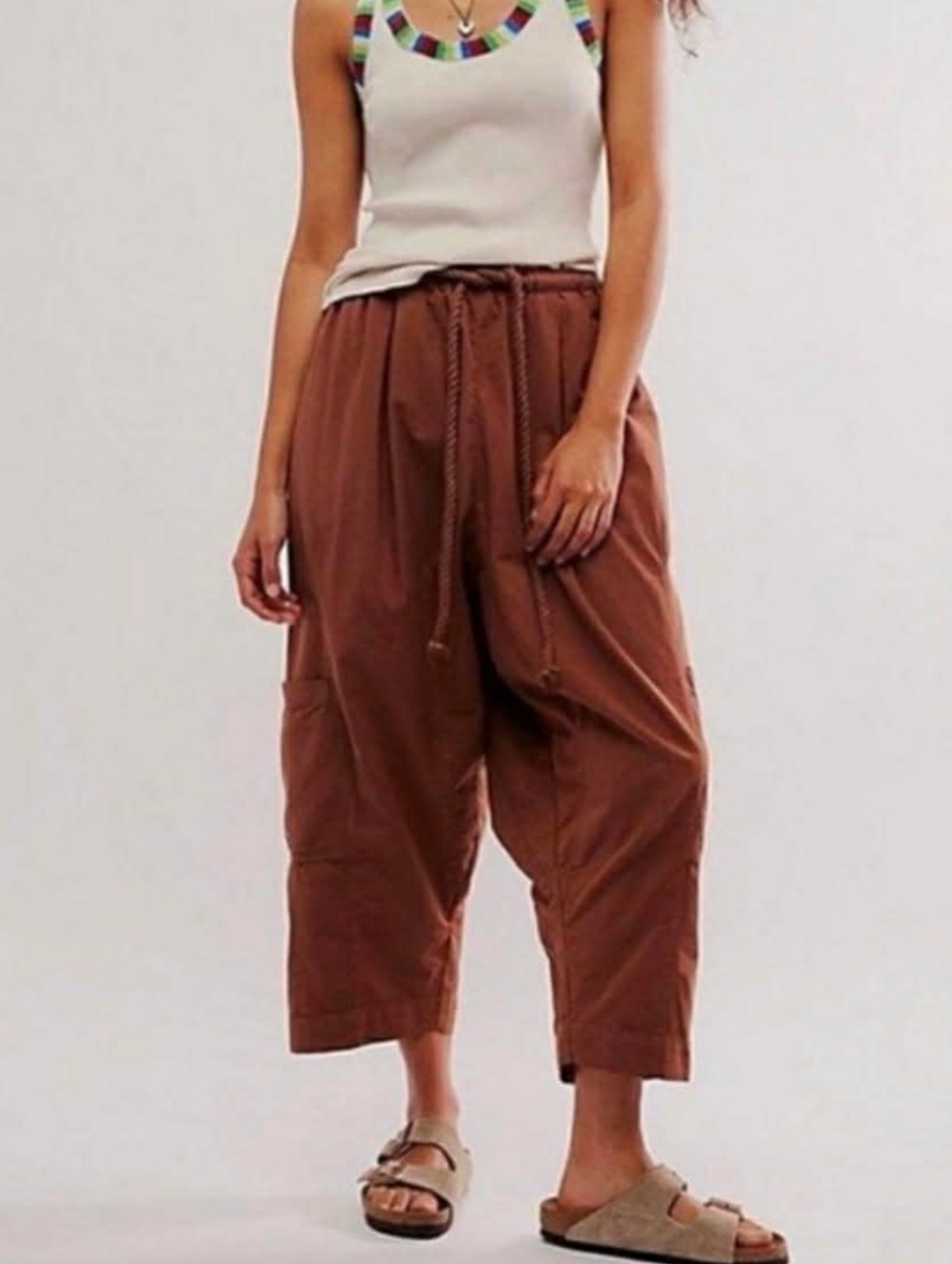 Free People Kalani Harem Pull-On Pants in Brown